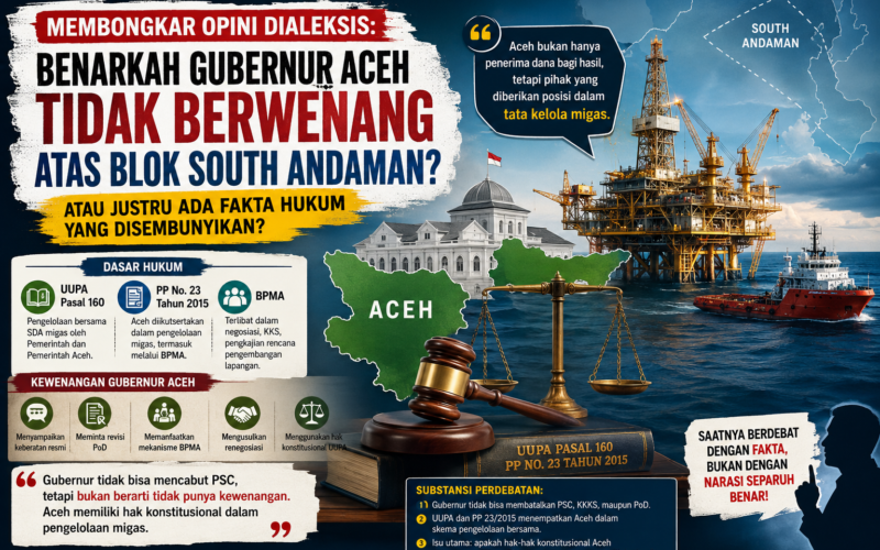 Membongkar Narasi Kewenangan Blok South Andaman Benarkah Gubernur Aceh Tak Punya Peran, atau Ada Hak Konstitusional yang Terabaikan?