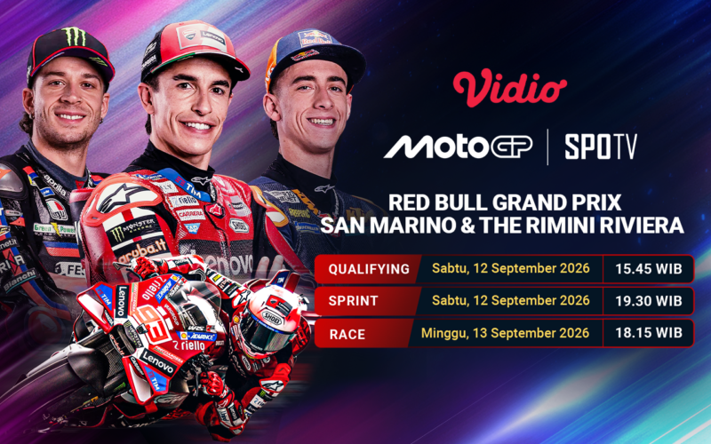 Jadwal dan Tempat Nonton MotoGP San Marino 2026 di Vidio