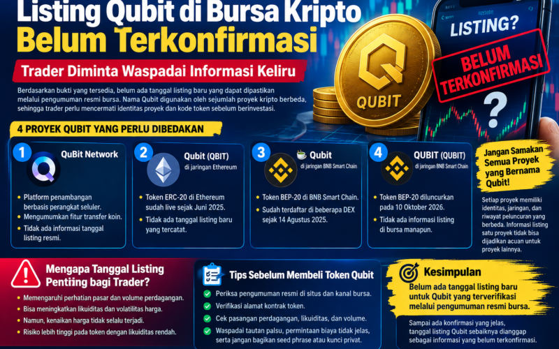 Listing Qubit di Bursa Kripto Belum Terkonfirmasi, Trader Diminta Waspadai Informasi Keliru